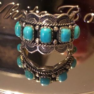 7 stone sterling silver turquoise band